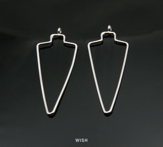 Open Arrow Wire Pendant in Rhodium, Open Arrow Charm / MRH-288-P