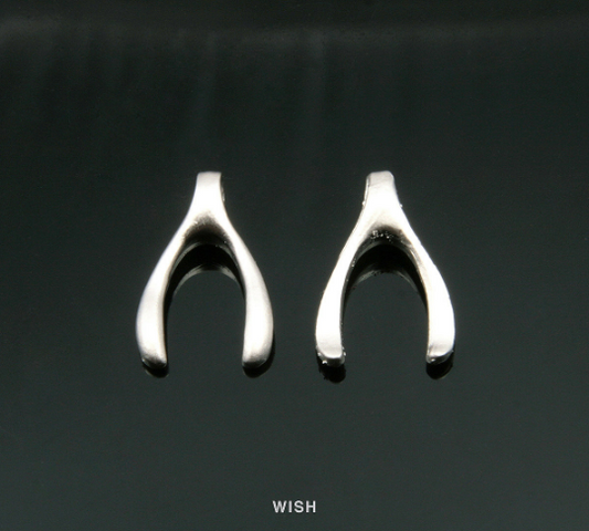 Wishbone Pendant in Matte Rhodium, Wishbone Charm /MMRH-228-P