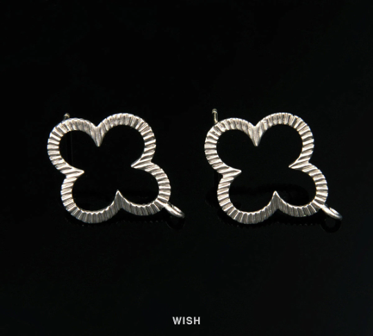 Clover Stud Earrings in Matte Rhodium, Clover Stud Ear Post / MMRH-121-E