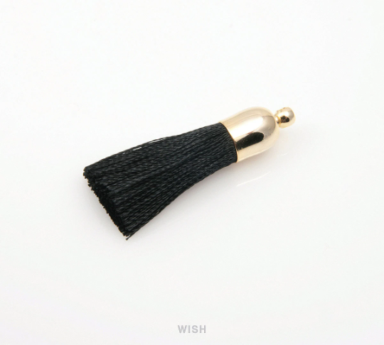 Black Thread Tassel with Bell Cap in Gold / TBKG-001-T (Small)