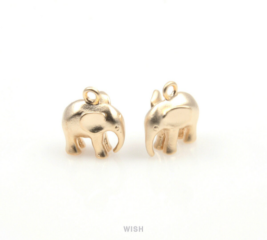 Elephant Pendants in Matte Gold, Solid Elephant Charm / MMG-167-P (Large)