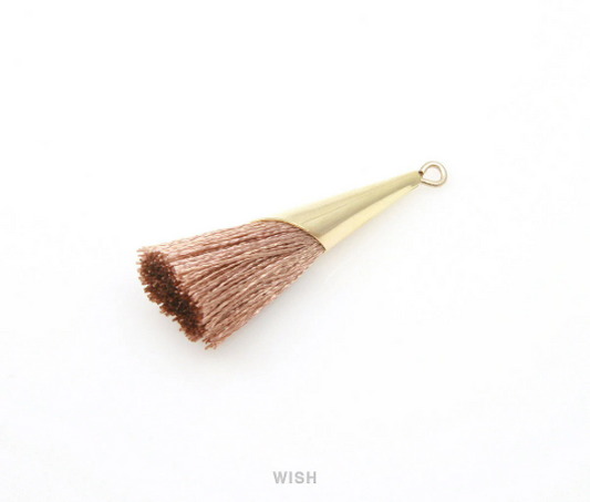 Beige Thread Tassel with Cone Cap in Gold/ TBEG-005-T