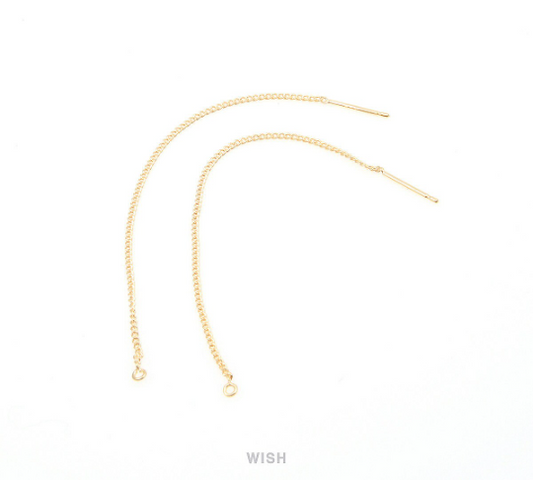 Threader Earrings in Gold, Chain Earrings / FG-015-E (4pcs)