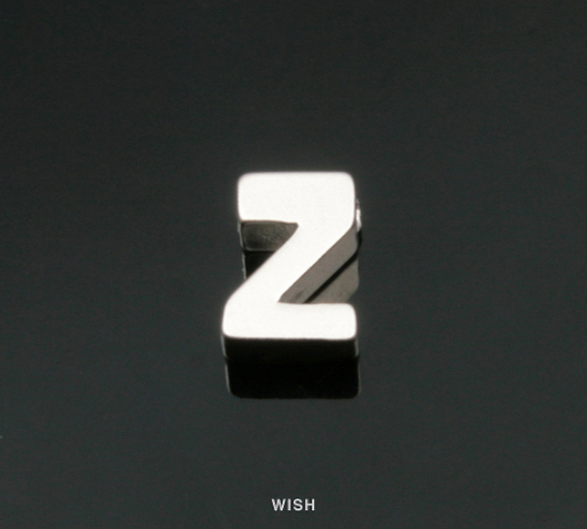 Upper Case Letter "Z" in Matte Rhodium, Capital Letter "Z" / MMRH-001-B (Z)