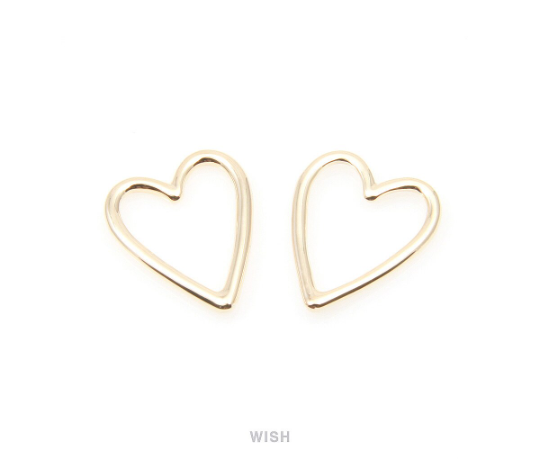 Heart Outline Pendants in Gold, Heart Charm / MG-013-P