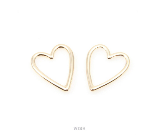 Heart Outline Pendants in Gold, Heart Charm / MG-013-P