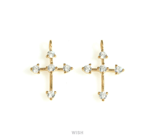 The Southern Cross and Cubic Zirconia Charms in Gold, The Cross Pendants with 5 Rhinestones/ MG-724-P