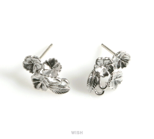 Triple Flower Stud Earrings in Matte Rhodium, Triple Flower Studs / MMRH-570-E