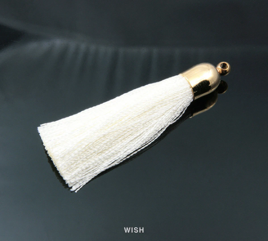 White Thread Tassel with Bell Cap in Gold / TWTG-002-T (Medium)