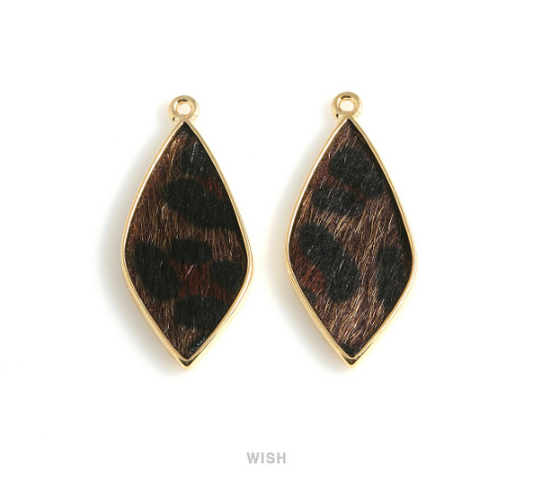 Leopard Print Calf Hide in Gold Drop Frame, Leopard Print Calf Hide Charm / LLEG-467-P