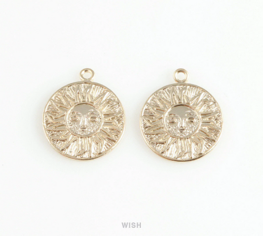 Sun Disc Pendants in Matte Gold, Sun Charm/ MMG-403-P