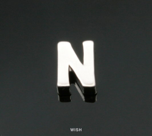 Upper Case Letter "N" in Matte Rhodium, Capital Letter "N"/ MMRH-001-B (N)