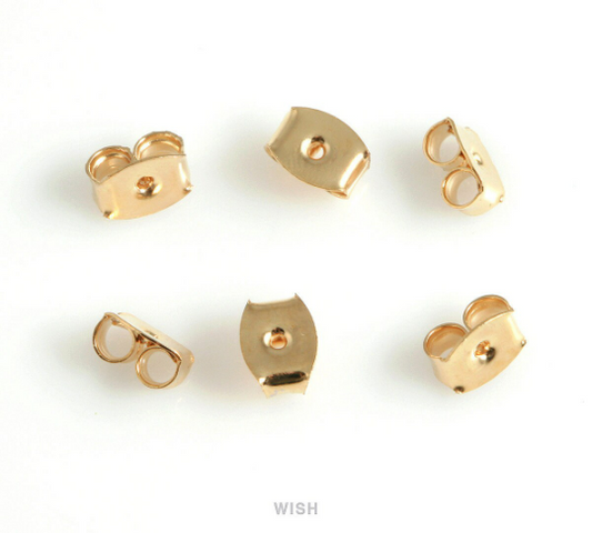 Ear Nut in Gold, Gold Ear Back Findings /  FG-020-N (50 pairs)