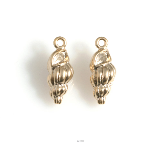 Seashell Pendant in Matte Gold, Seashell Charm / MMG-625-P