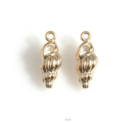 Seashell Pendant in Matte Gold, Seashell Charm / MMG-625-P