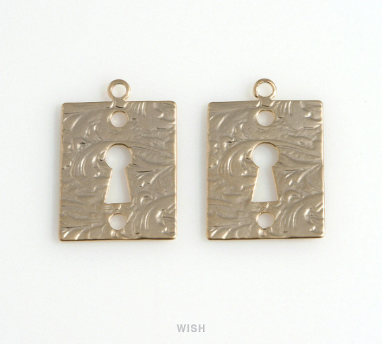 Keyhole Pendants in Matte Gold, Keyhole Charm / MMG-594-P