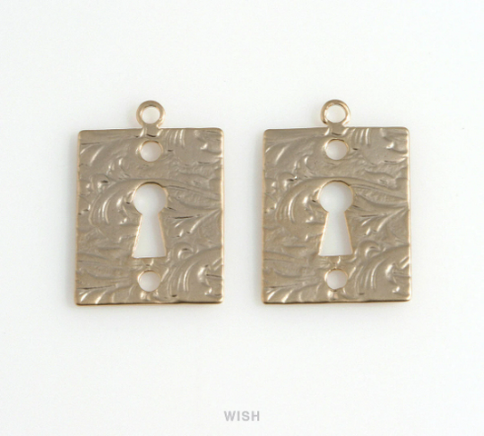 Keyhole Pendants in Matte Gold, Keyhole Charm / MMG-594-P