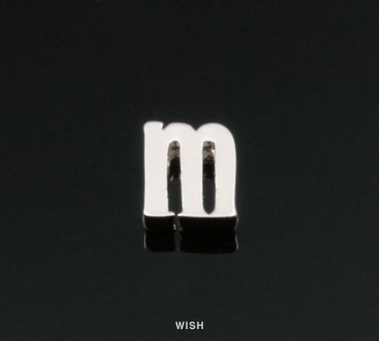 Lower Case Letter "m" in Matte Rhodium, Small Letter "m" / MMRH-002-B (m)