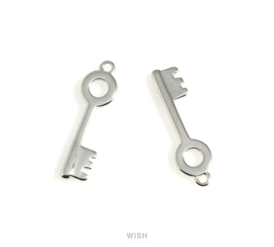 Key Pendants in Matte Rhodium, House Key Charm / MMRH-584-P