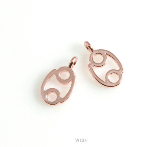 Cancer Zodiac Sign Pendants in Rose Gold, Zodiac Charm / MRG-453-CA