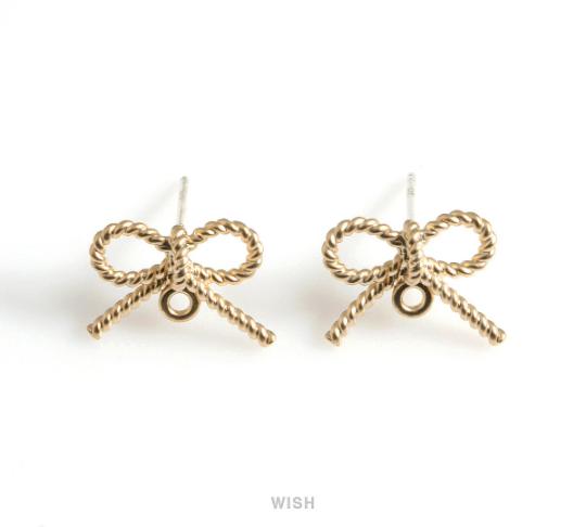 Ribbon Stud Earrings in Matte Gold, Ribbon Studs / MMG-579-E