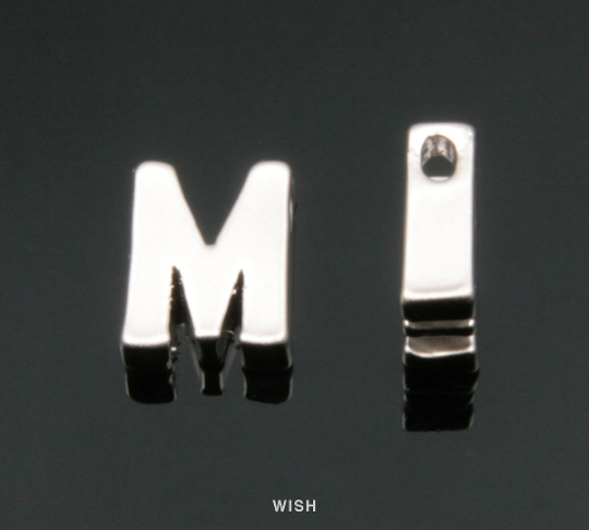 Upper Case Letter "M" in Matte Rhodium, Capital Letter "M" / MMRH-001-B (M)