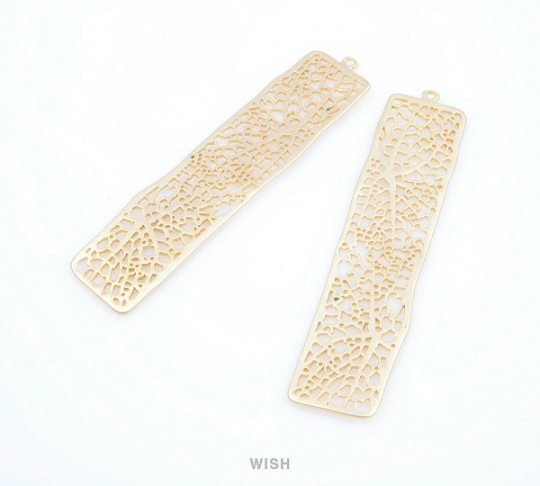 Mesh Bar Pendants in Matte Gold, Rectangle Net Charms /MMG-054-P (Large)