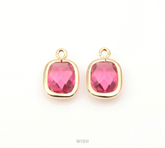 Ruby Rectangle Pendants in Gold, Framed Rectangle Pendant / GRBG-100-C