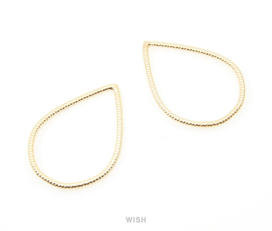 Teardrop Pendants in Gold, Teardrop Outline Charms /MG-007-P (Large)