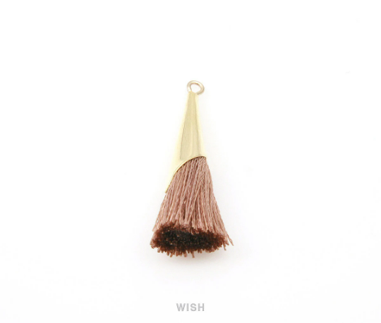 Beige Thread Tassel with Cone Cap in Gold/ TBEG-005-T