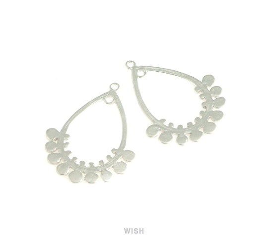 Bubble Open Drop Charms in Matte Rhodium, Bubble Teardrop Pendants / MMRH-717-P