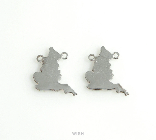 England Map Pendants in Matte Rhodium, United Kingdom Map Charm / MMRH-452-P