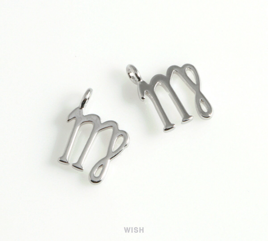 Virgo Zodiac Sign Pendants in Rhodium, Zodiac Charm / MRH-453-VI