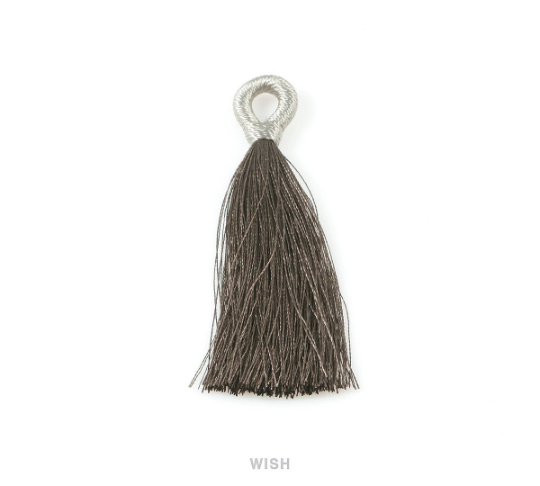 Gray Cotton Thread Tassel, Gray Silk Tassel Earrings / TGYG-008-T