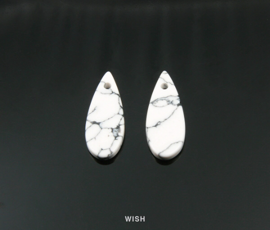 Howlite Teardrop Stone Charm, Gemstone Pendant / SHT-079-P