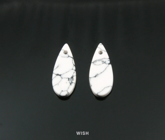 Howlite Teardrop Stone Charm, Gemstone Pendant / SHT-079-P