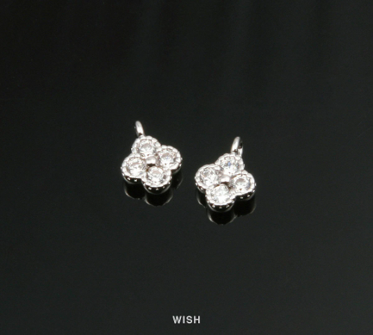 Silver Four Leaf Clover Pendant with 4 Cubic Zirconia, CZ Clover / CRH-054-P