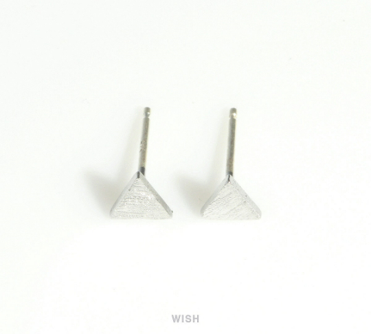 Triangle Stud Earrings in Matte Rhodium, Triangle Ear Studs/ MMRH-416-E