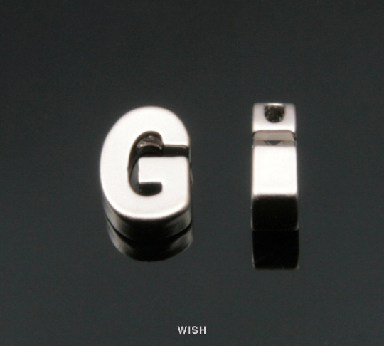 Upper Case Letter "G" in Matte Rhodium, Capital Letter "G" / MMRH-001-B (G)