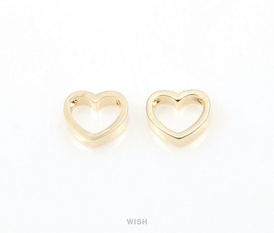 Open Heart Charm in Gold, Heart Outline Charm /MG-292-P