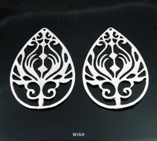 Phoenix in Teardrop Pendant in Matte Rhodium, Phoenix in Teardrop Charm / MMRH-146-P