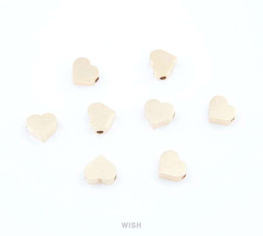 8pcs Small Heart Pendants in Matte Gold, Heart Beads / MMG-039-B