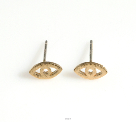 Evil Eye Stud Earrings in Matte Gold, Evil Eye Earrings / MMG-623-E