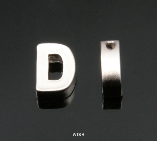 Upper Case Letter "D" in Matte Rhodium, Capital Letter "D" / MMRH-001-B (D)