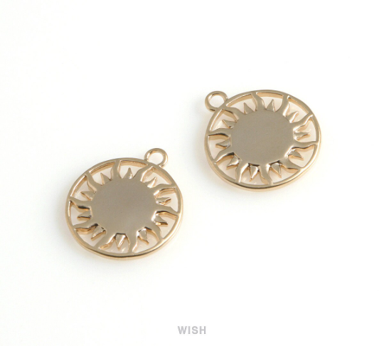 The Burning Sun Disc Pendants in Matte Gold, The Sun Coin Charm / MMG-581-P