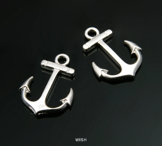 Anchor Pendant in Matte Rhodium, Large Anchor /MMRH-297-P (4pcs)