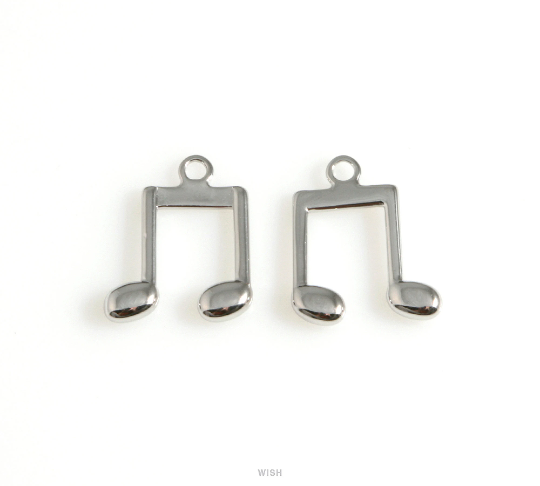 Musical Note Charm in Rhodium, a Dotted Quarter Note Pendants / MRH-617-P