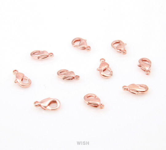 Rose Gold Plated Lobster Clasps with 10 Clasp Bars, Lobster Claw Clasps / FRG-021-C-901