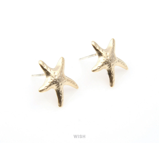 Starfish Stud Earrings in Matte Gold, Starfish Ear Studs / MMG-311-E