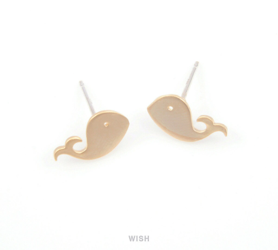 Whale Stud Earrings in Matte Gold, Whale Earposts / MMG-104-E